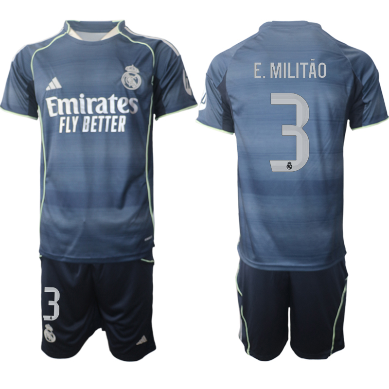 Men 2025-2026 Club Real Madrid away Blue 3 Soccer Jersey